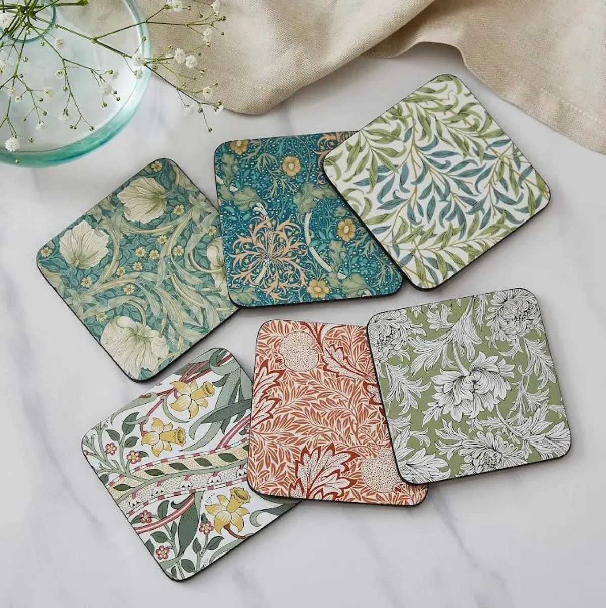 Morris & Co Willow Bough glassbrikke 6-pakning, Grønn, blå Pimpernel