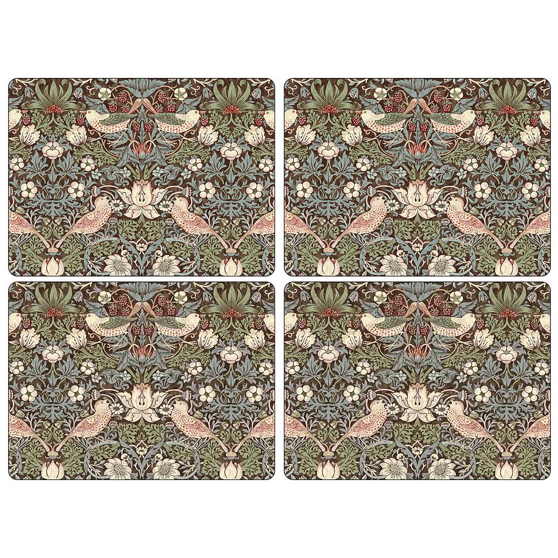Pimpernel Strawberry Thief bordbrikke  30 x 40 cm 4-pakning Brun