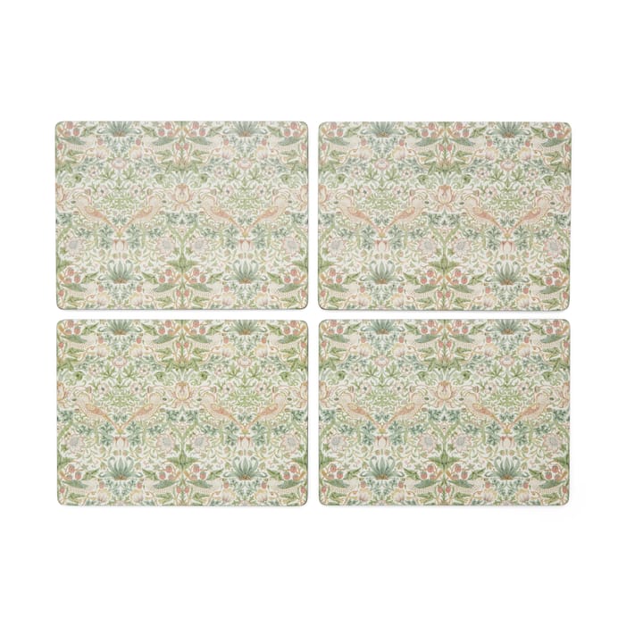 Strawberry Thief bordbrikke  30 x 40 cm 4-pakning - Green - Pimpernel
