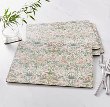 Strawberry Thief bordbrikke  30 x 40 cm 4-pakning - Green - Pimpernel