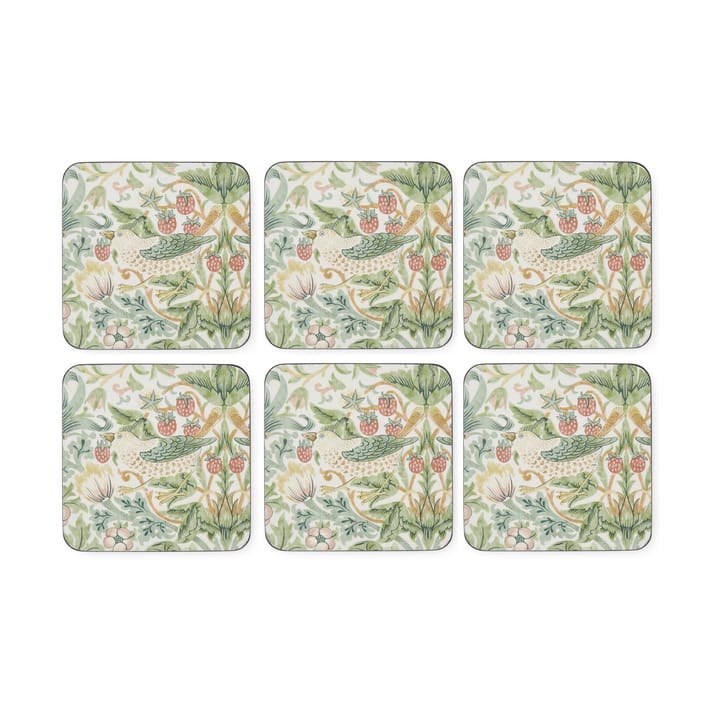 Strawberry Thief glassbrikke 6-stk - Green - Pimpernel