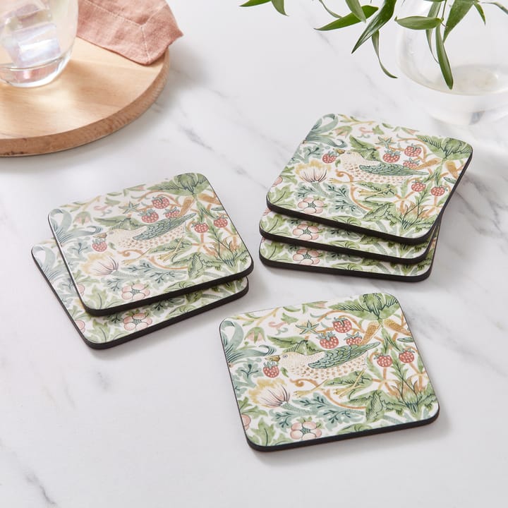 Strawberry Thief glassbrikke 6-stk, Green Pimpernel