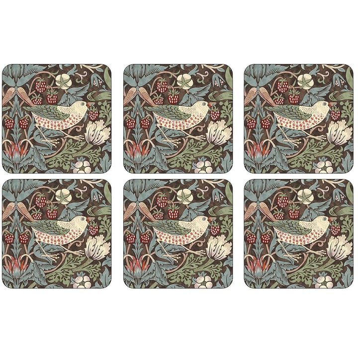 Strawberry Thief glassunderlag 6-stk. - Brun - Pimpernel