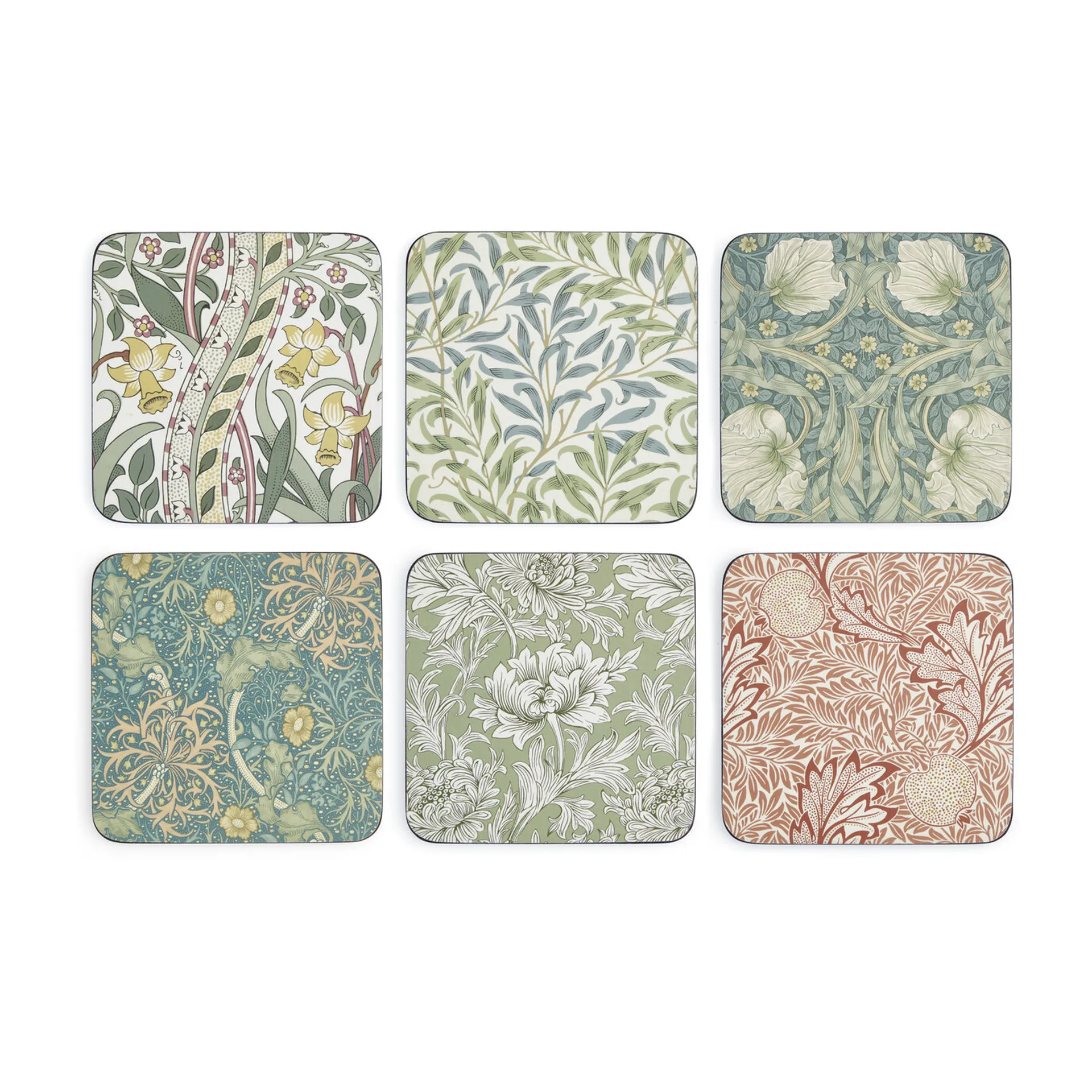 William Morris glassunderlag 6-pakning, Mix & match Pimpernel