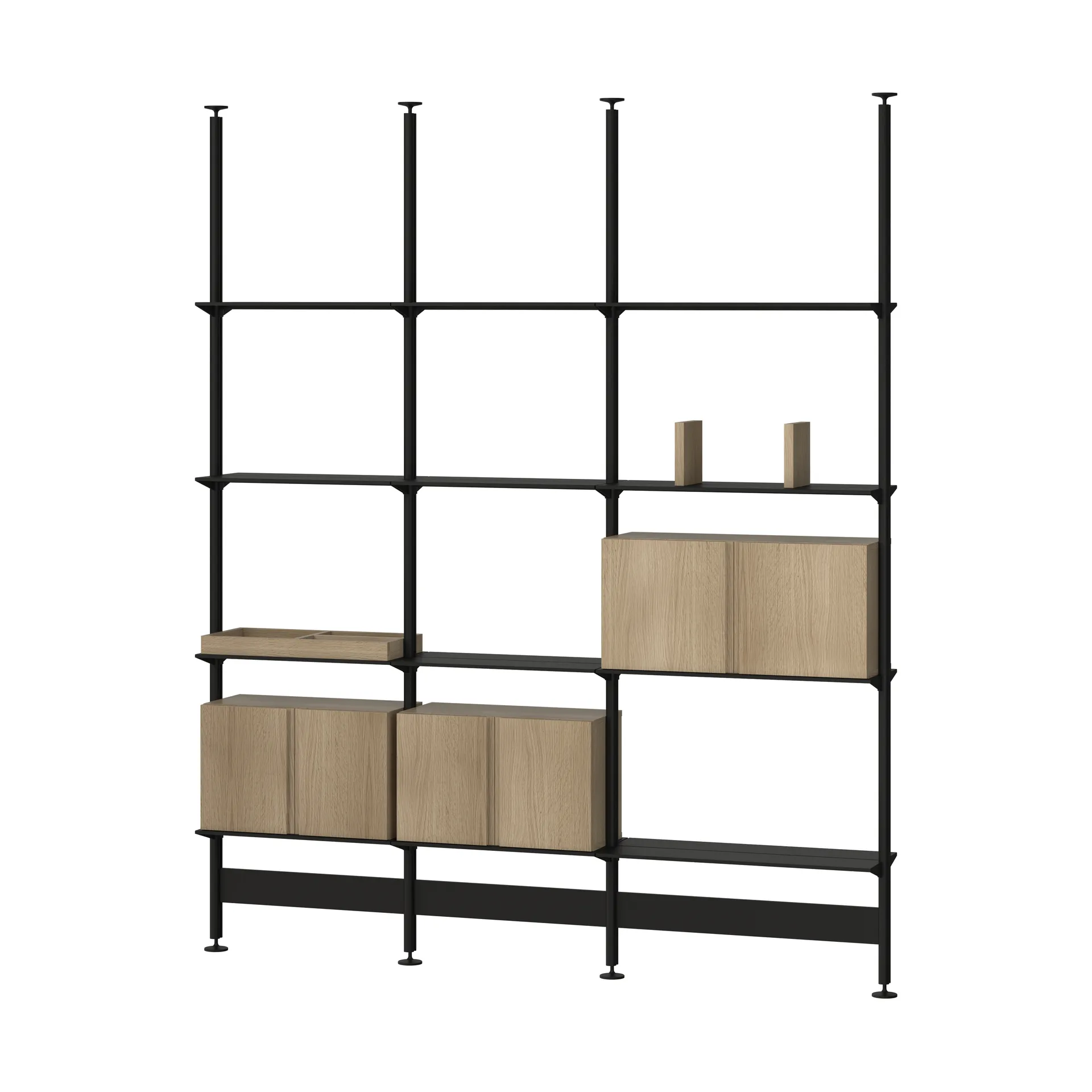Pira G2 hyllesystem F C B Black/Oak 248-255 cm | Skandinavisk Design | Hyller & Hyllesystem | Svart