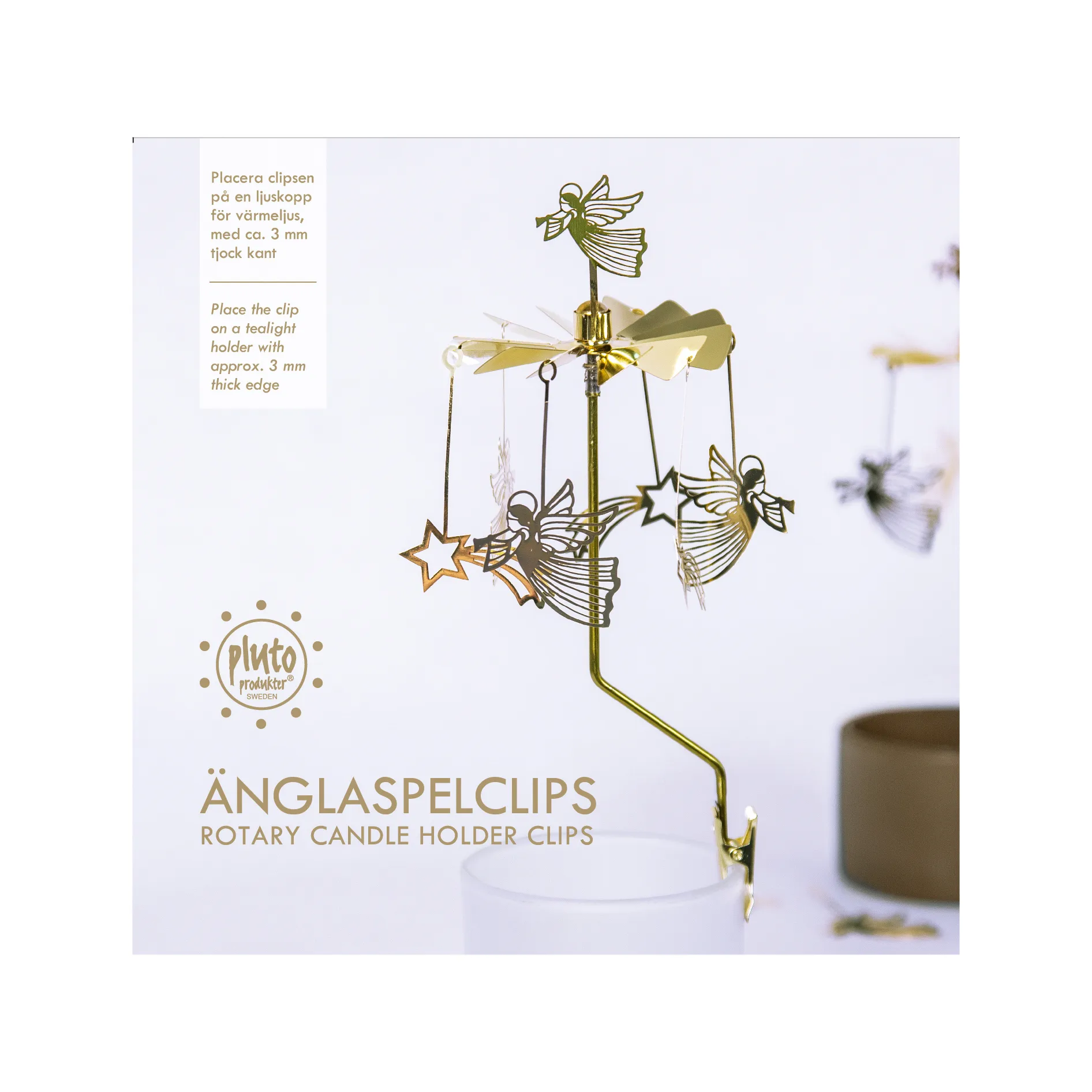 Änglaspel clips engler & stjerner, Gull Pluto Design