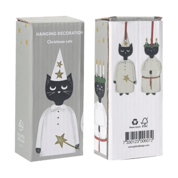 Christmas Cats julepynt 2 deler - Sort-hvit - Pluto Design