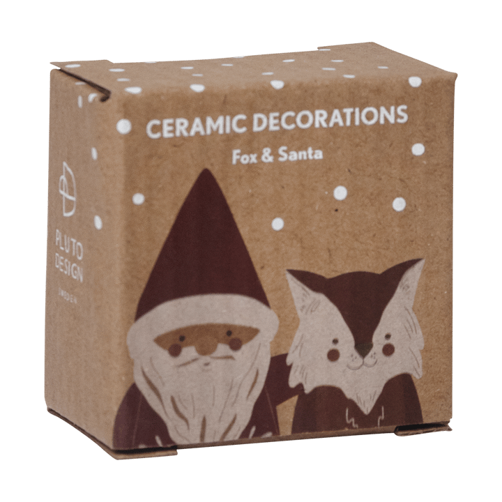 Fox & nisse dekorasjonsanheng 2 deler, Rød-hvit-brun Pluto Design
