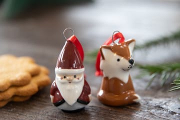 Fox & nisse dekorasjonsanheng 2 deler - Rød-hvit-brun - Pluto Design