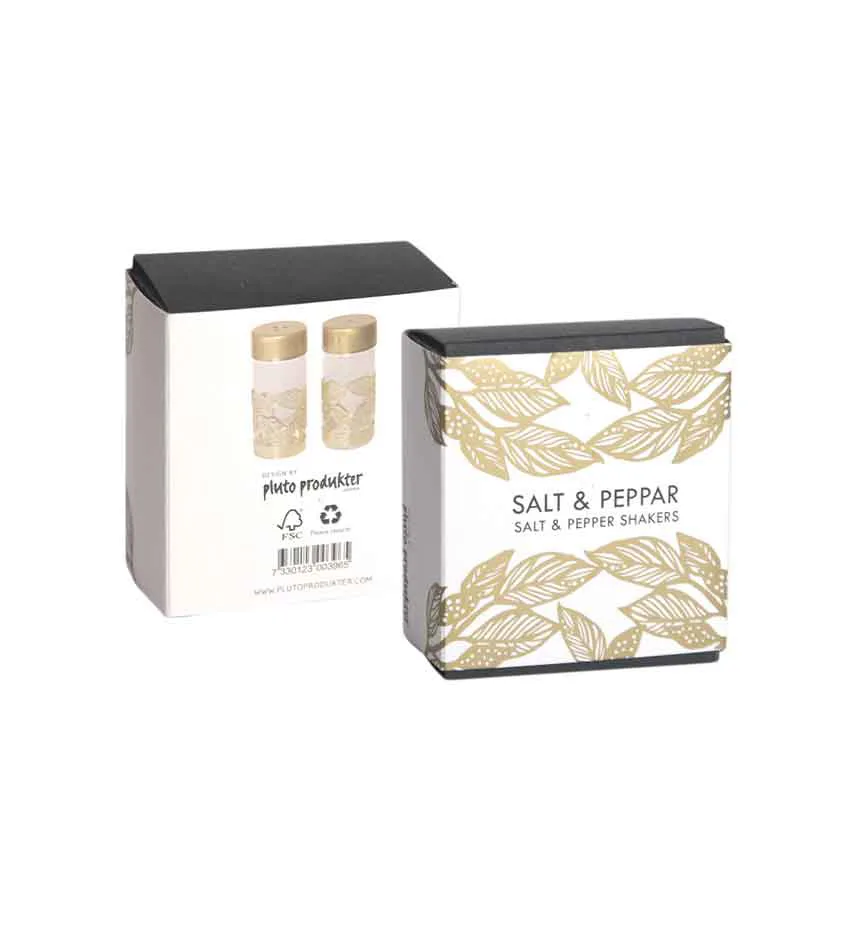 Grönska salt- og pepperkar, Gull-glass Pluto Design