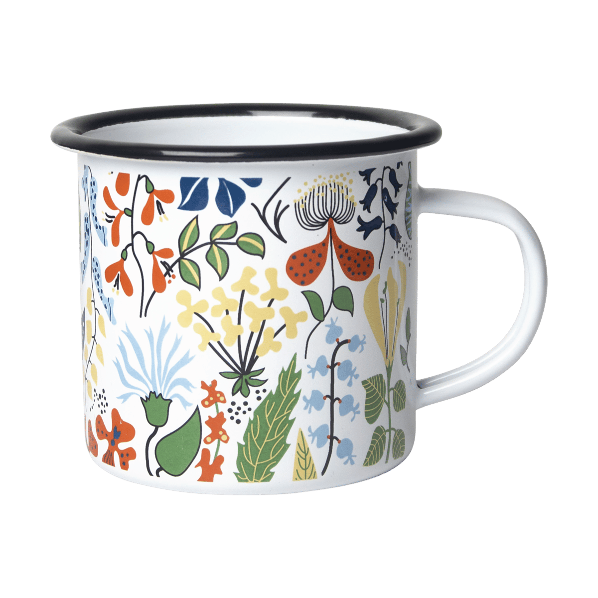 Pluto Design Herbarium emaljekrus Hvit-multi | Skandinavisk Design | Kaffekopper | Hvit