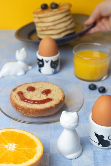 Kattfamilien eggekopp 4 deler - Hvit-svart-bl�å - Pluto Design