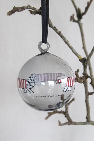 Lisa Larson Mikey julekule - Silver-red-white - Pluto Design