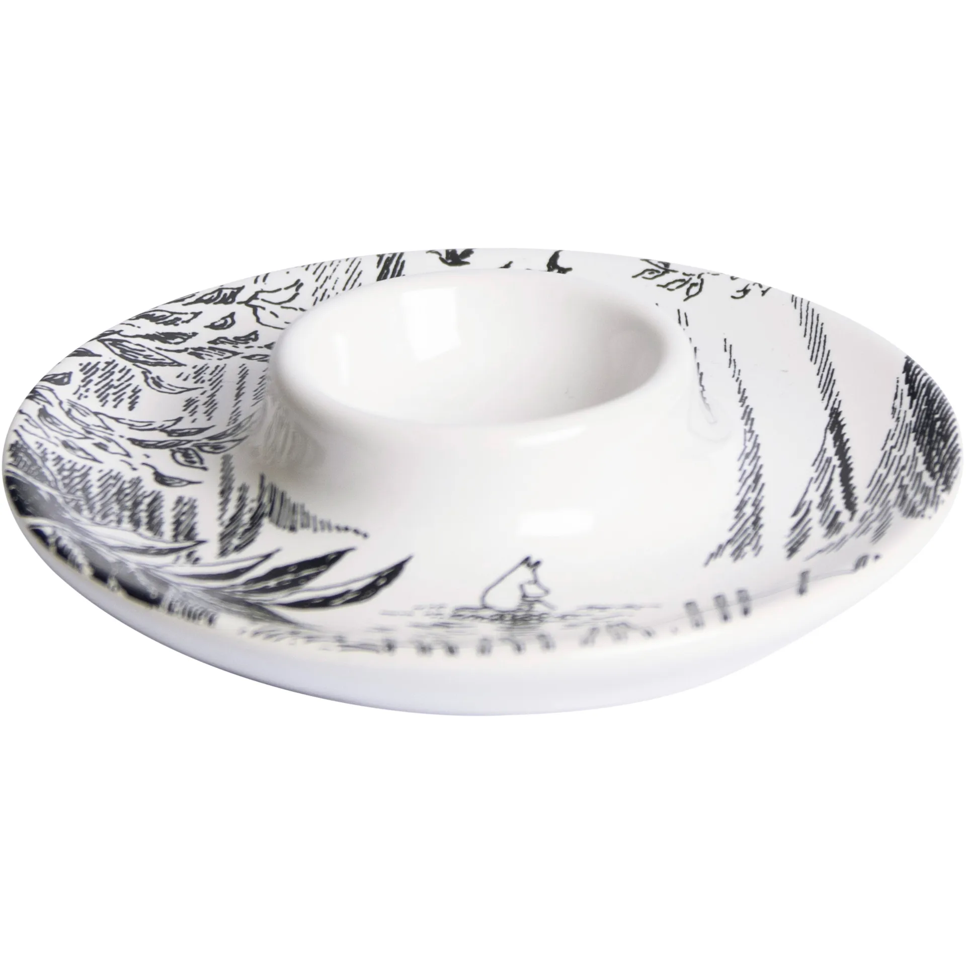 Mummi eggeglass med fat, Svart-hvit Pluto Design