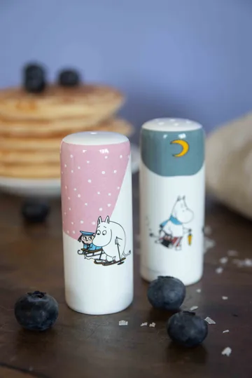Mummi vinter salt- og pepperkar - Rosa-blå-hvit - Pluto Design