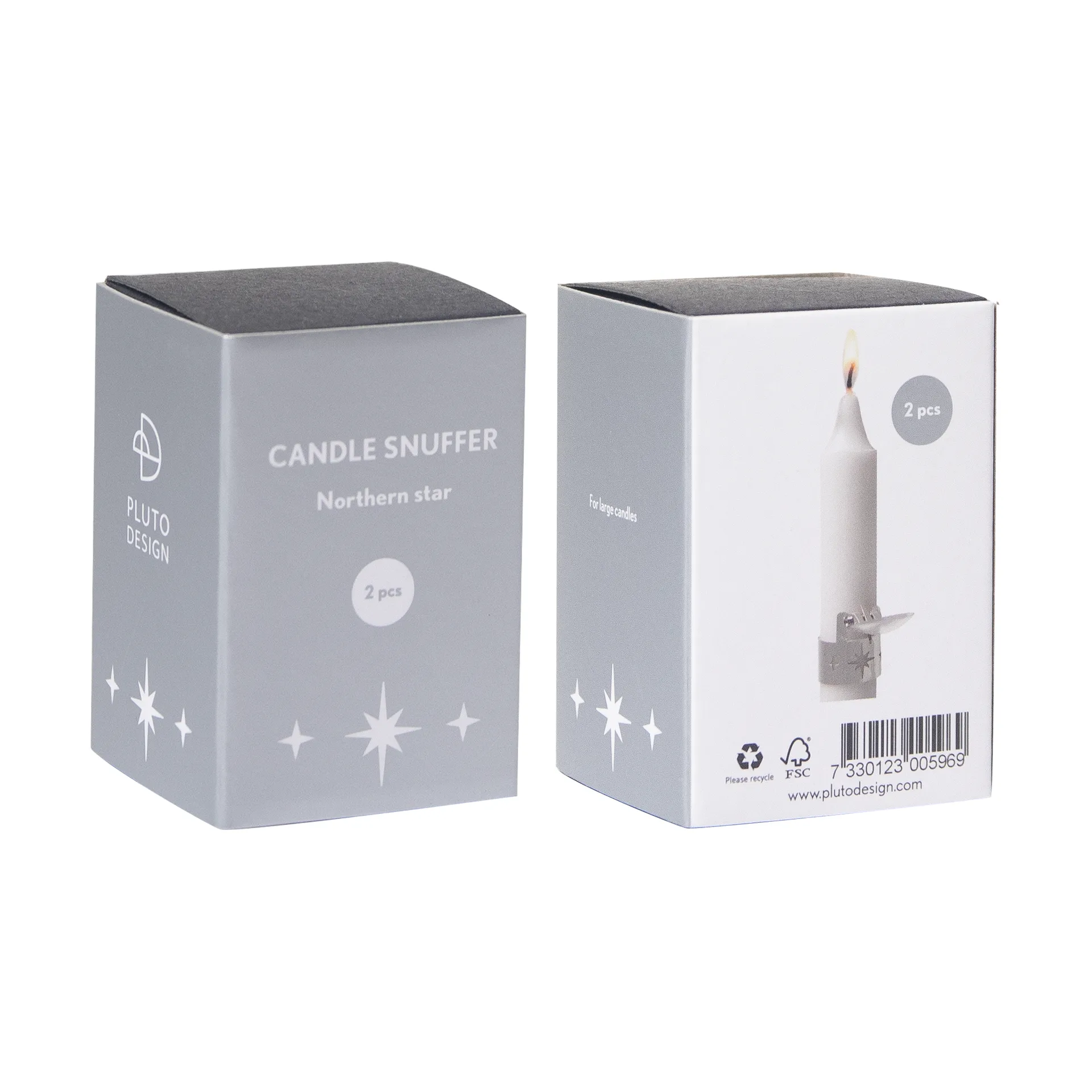 Northern star stearinlysslukker 2-pack, Sølv Pluto Design
