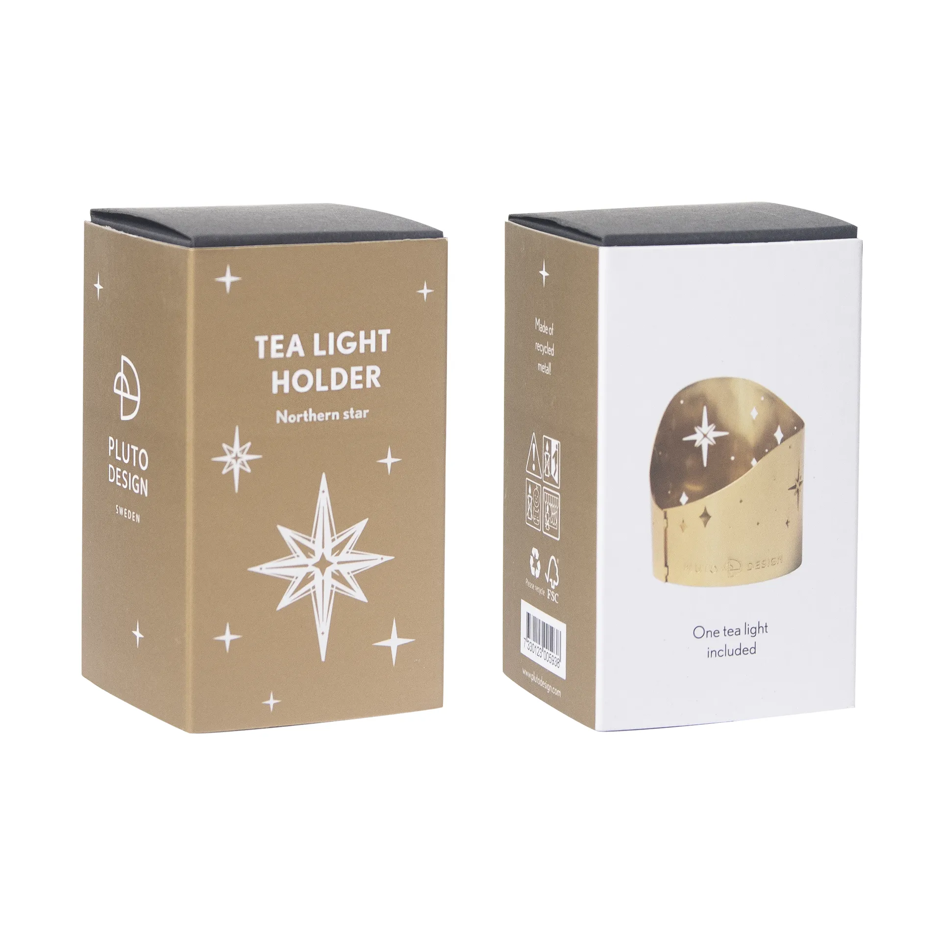 Northern star telysholder Ø4,5 cm, Gullbelagt metall Pluto Design