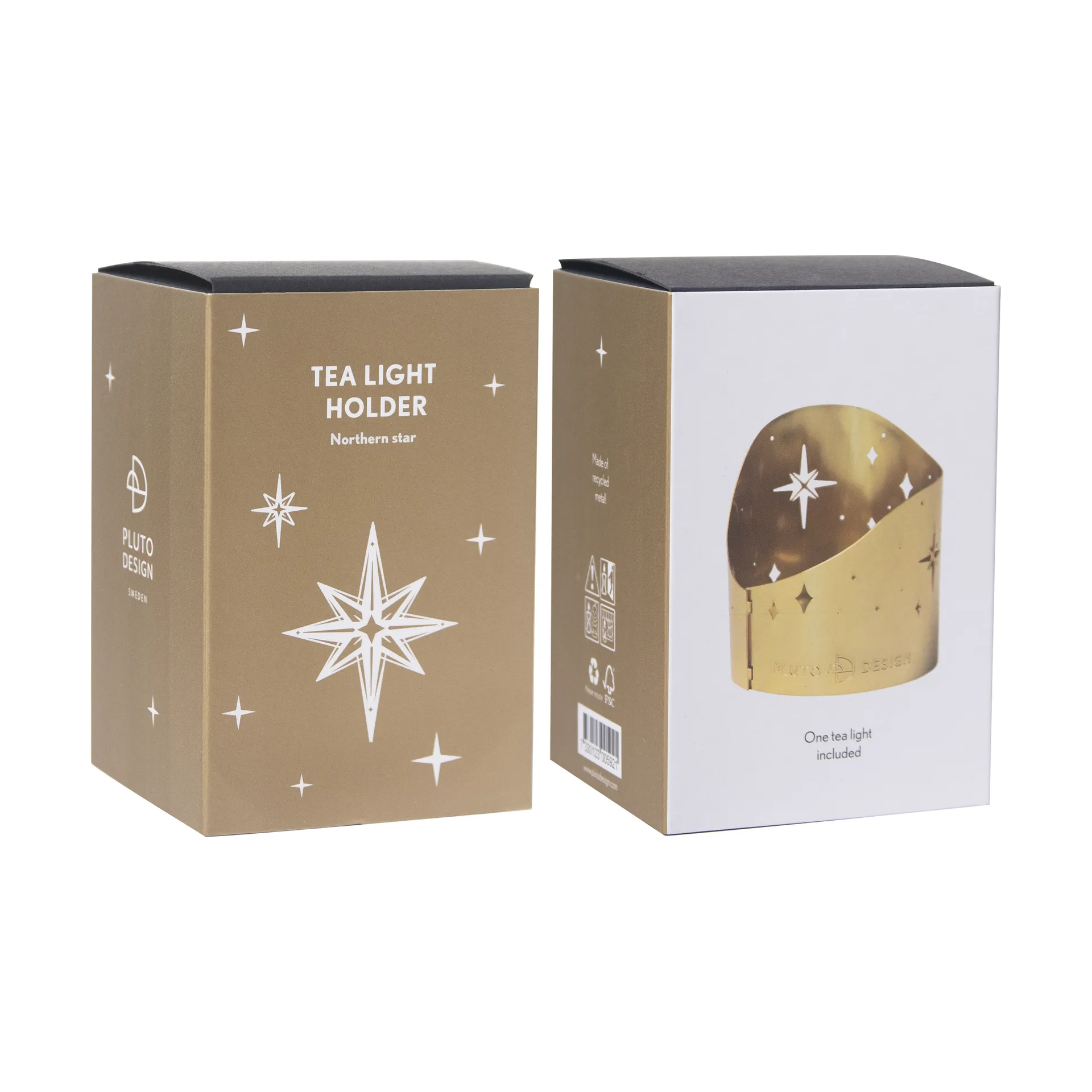 Northern star telysholder Ø6,5 cm, Gullbelagt metall Pluto Design