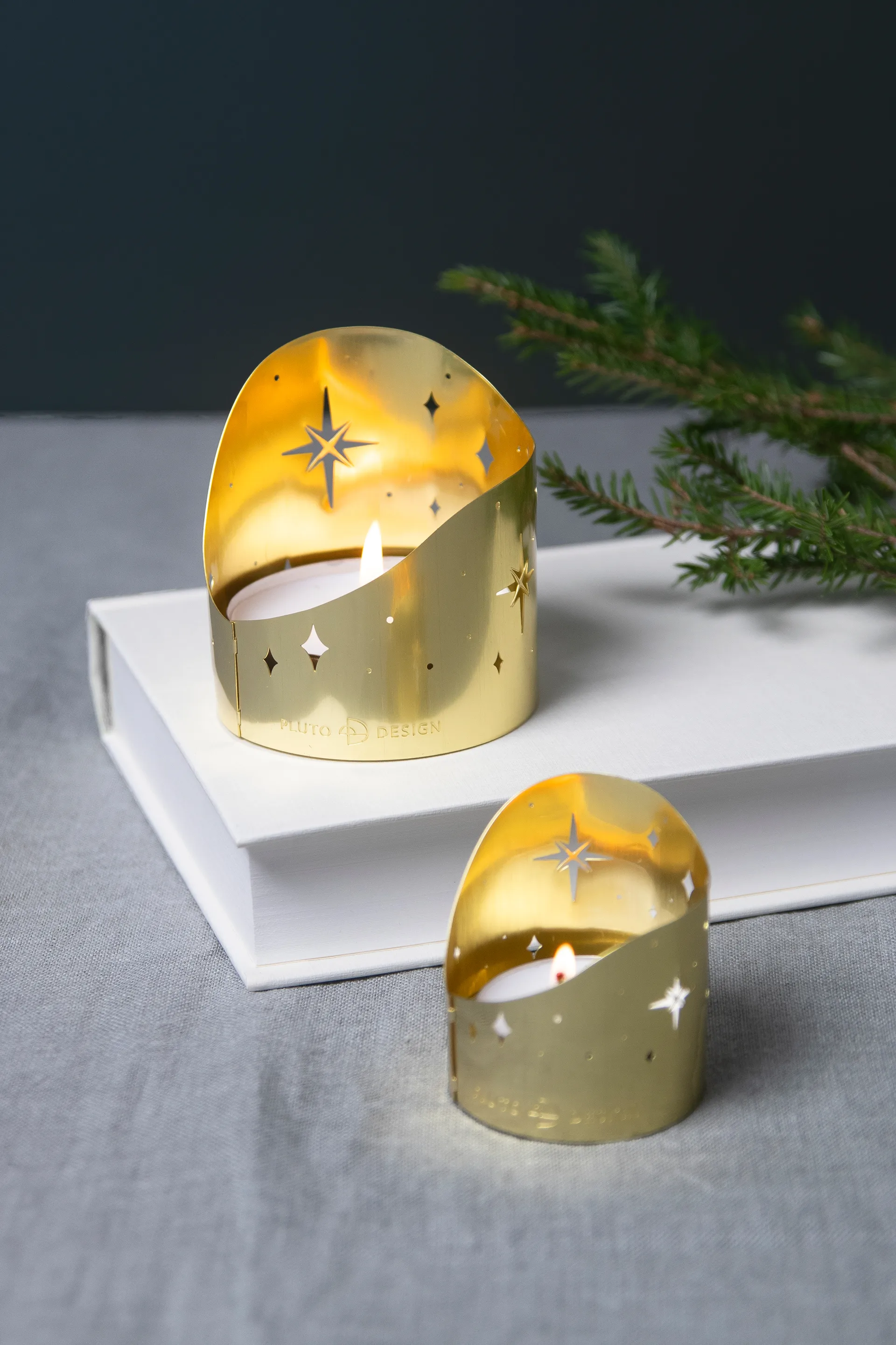 Northern star telysholder Ø6,5 cm, Gullbelagt metall Pluto Design