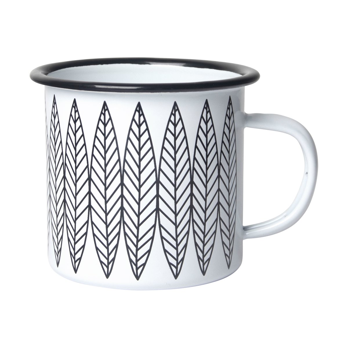Pluto Design Salix emaljekrus Hvit-svart | Skandinavisk Design | Kaffekopper | Hvit