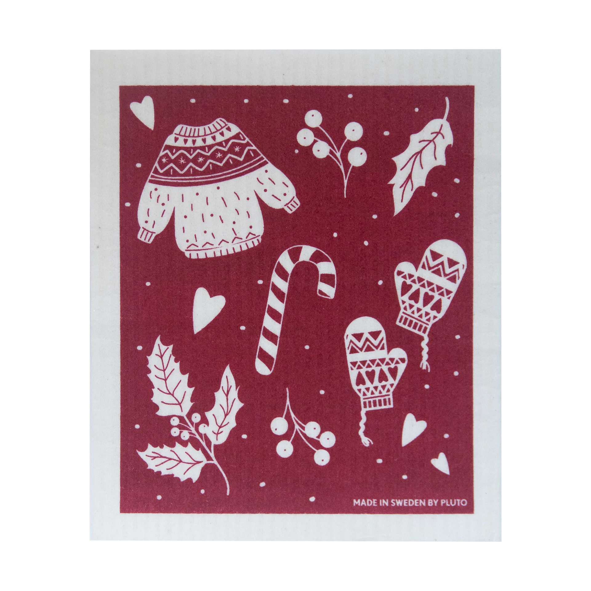 Winter kjøkkenklut 17x20 cm, Rød-grå Pluto Design