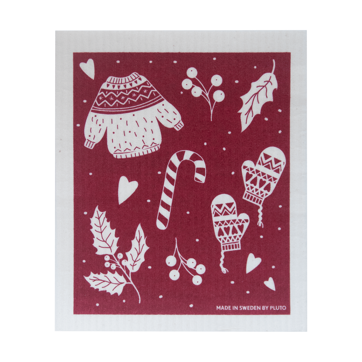 Pluto Design Winter kjkkenklut 17x20 cm Rd-grå | Skandinavisk Design | Kluter & Oppvaskbørster | Rød