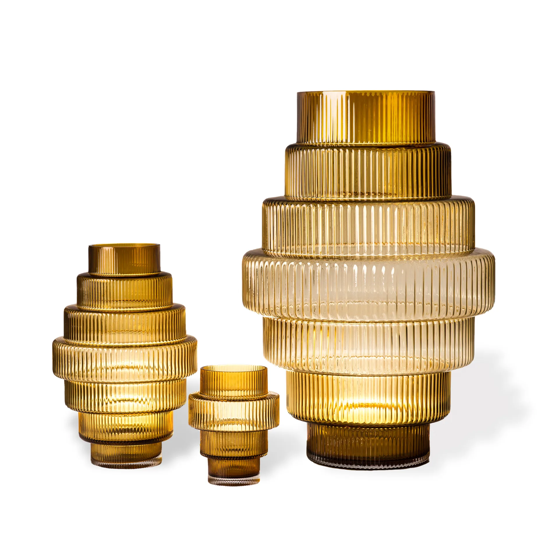 Steps vase L 50 cm, Ochre POLSPOTTEN