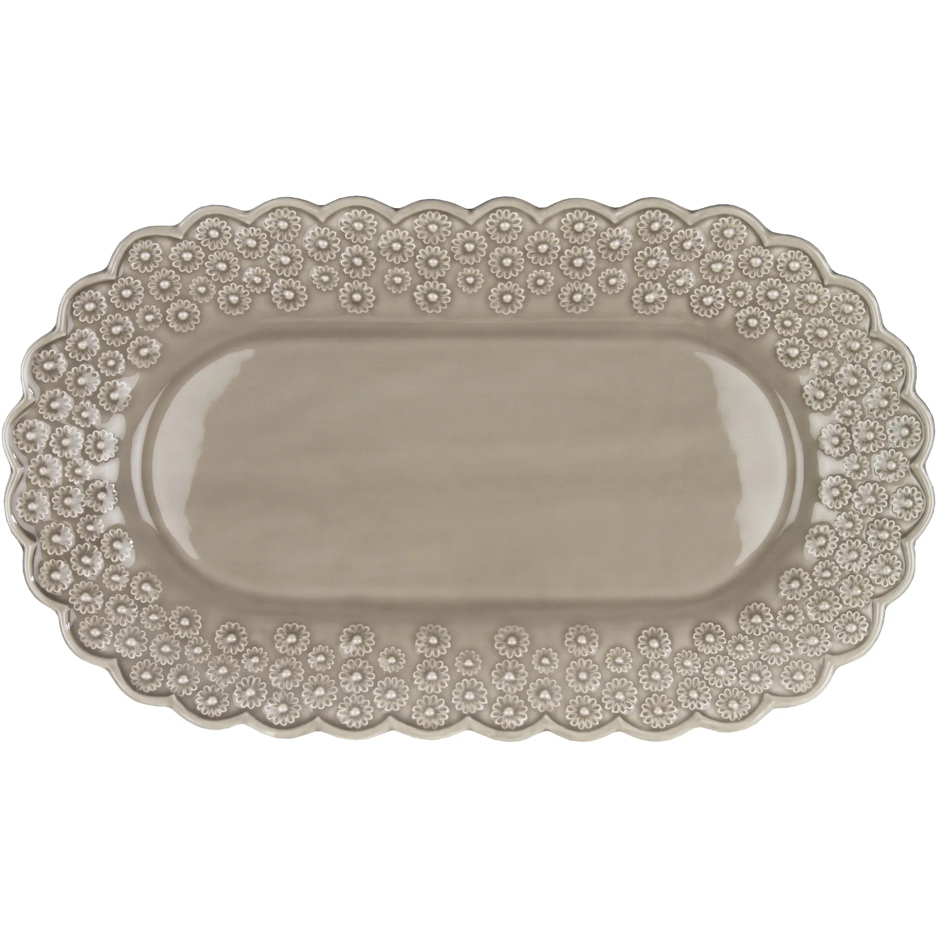 Ditsy ovalt serveringsfat, Greige (beige) PotteryJo