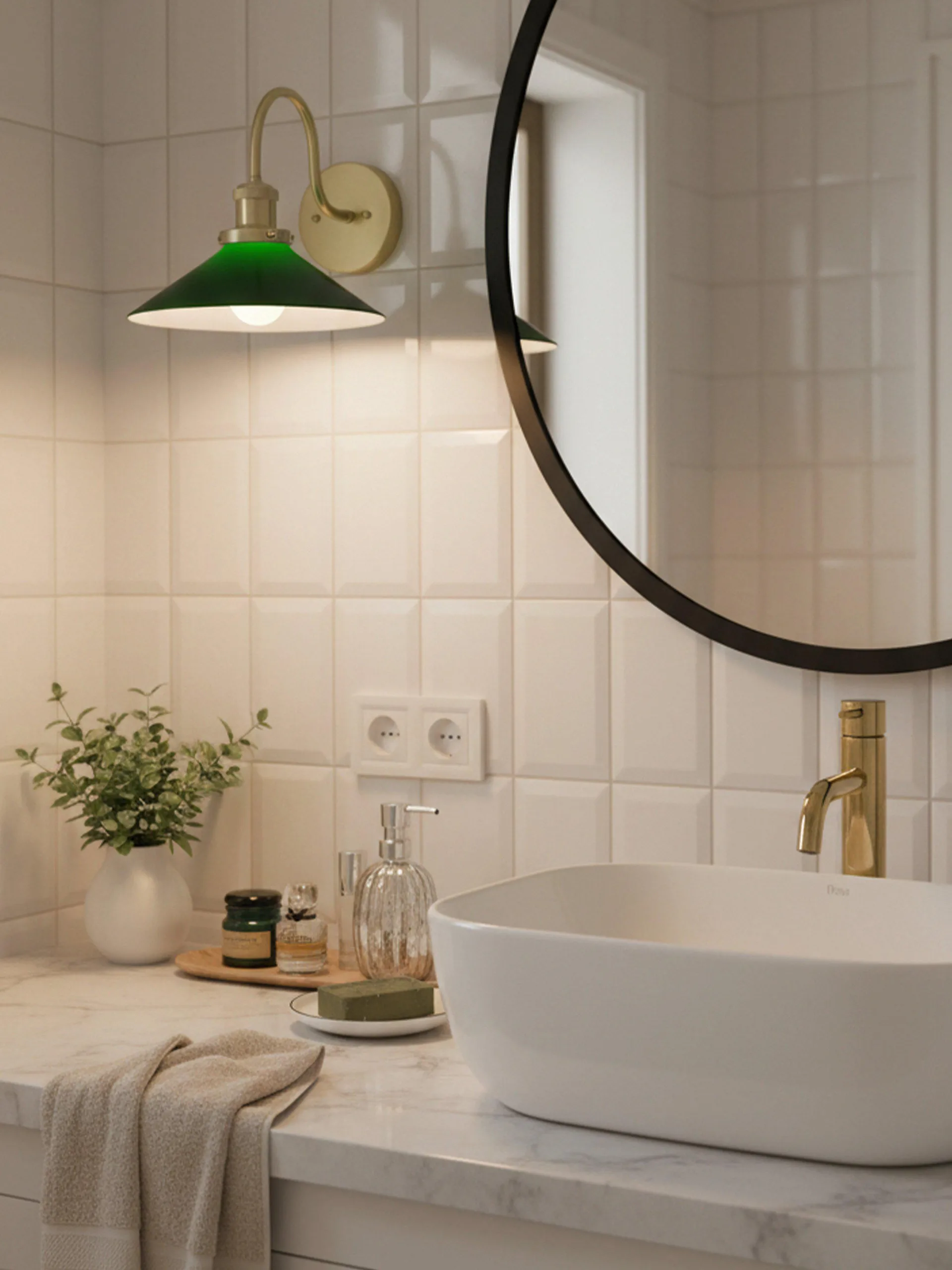 August vegglampe, Grønn-messing PR Home