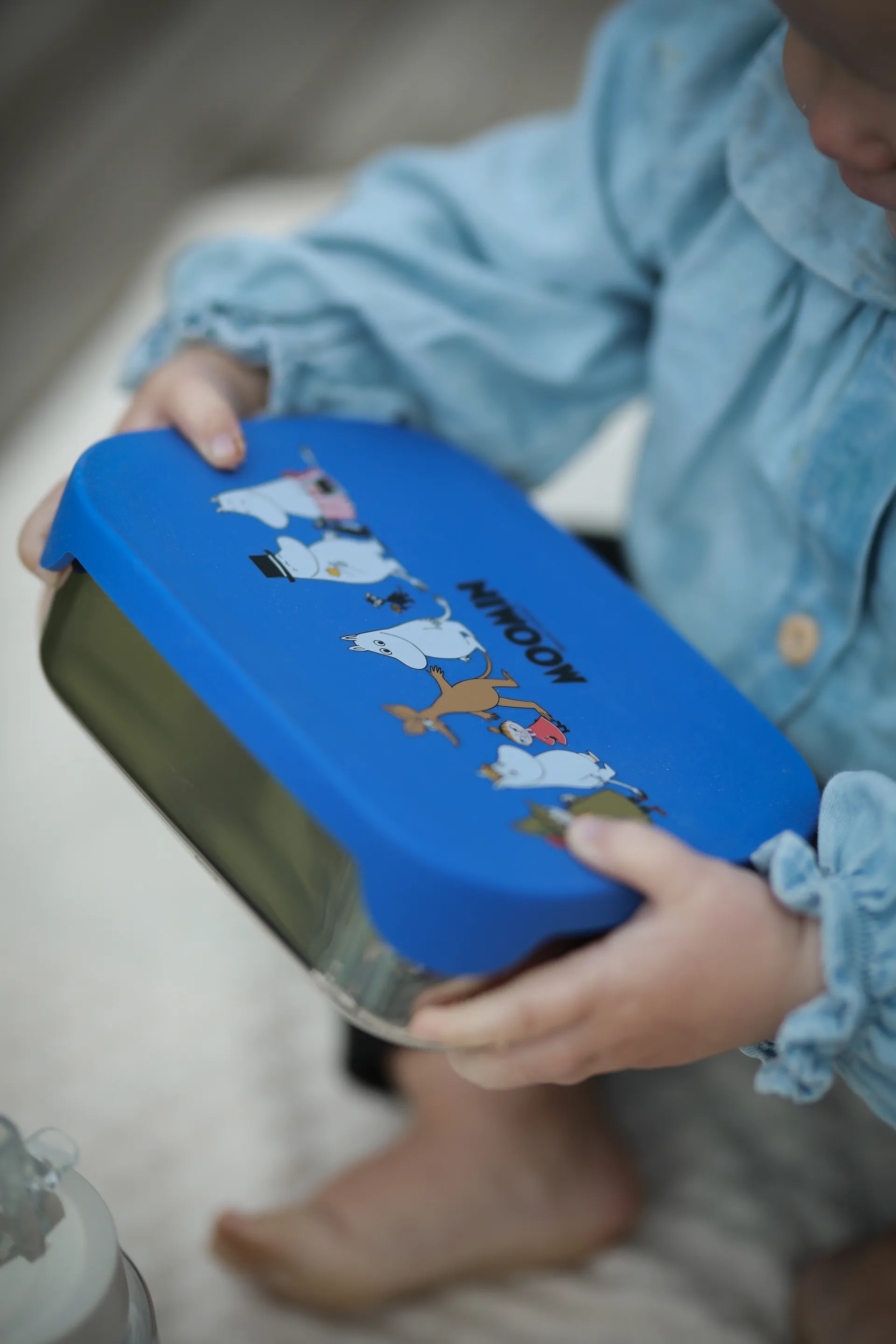 Mumin Familie matboks metall 13x17 cm, Blå Rätt Start