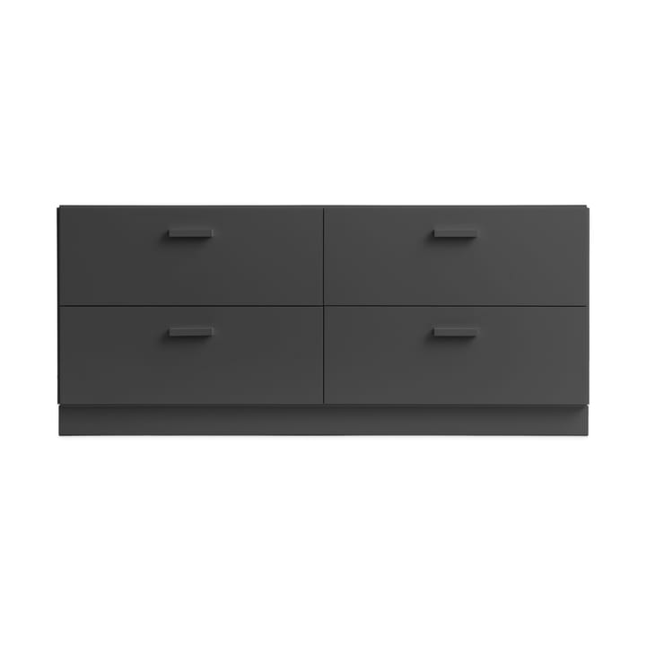 Relief kommode lav med sokkel 123x46,6 cm grå Relief