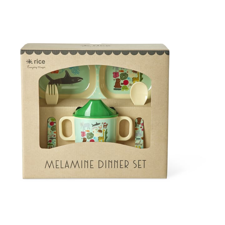 Rice barneservise 4 deler - Wildlife mint - RICE