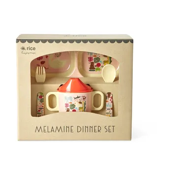 Rice barneservise 4 deler - Wildlife pink - RICE