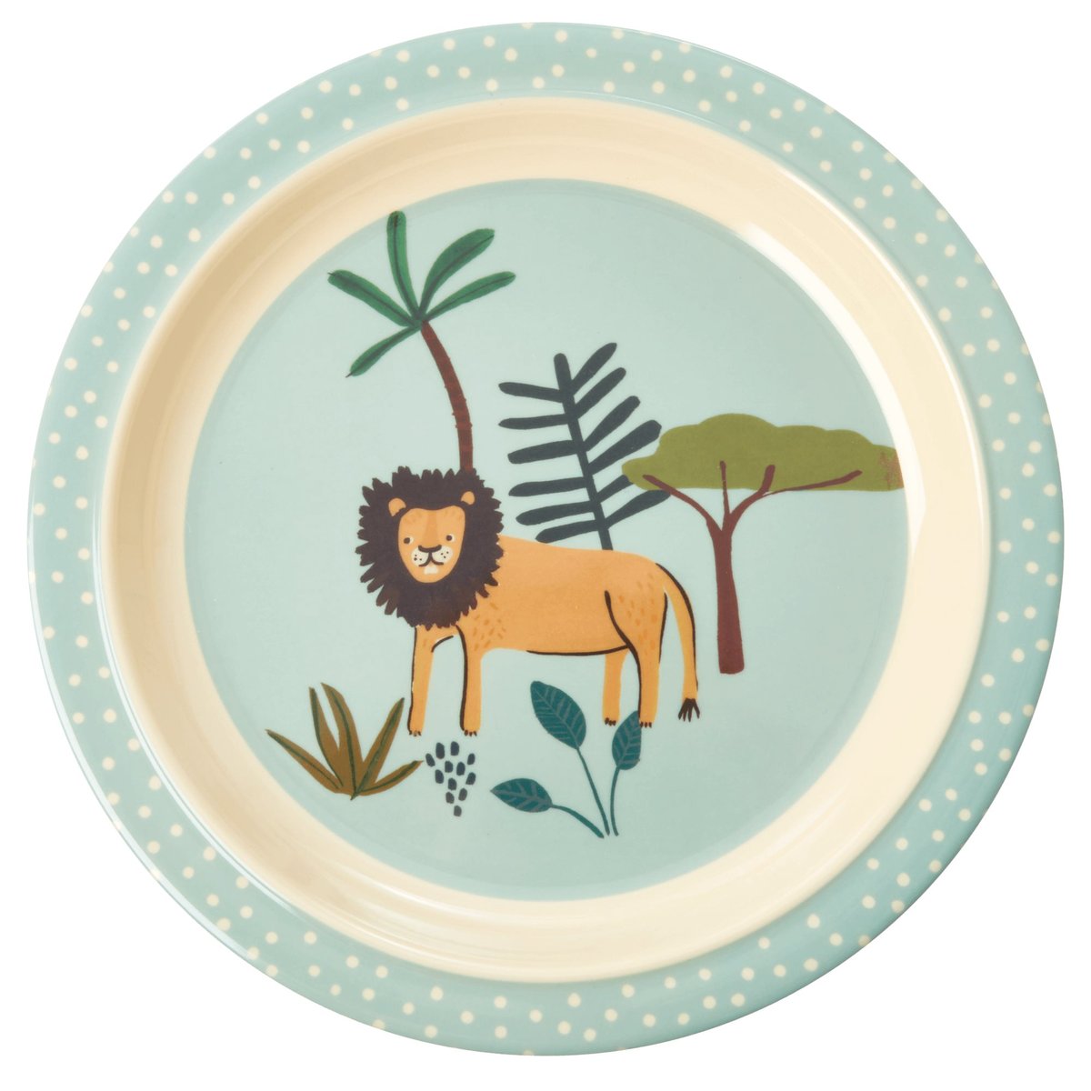 RICE Rice barnetallerken Jungle animals Blue-multi