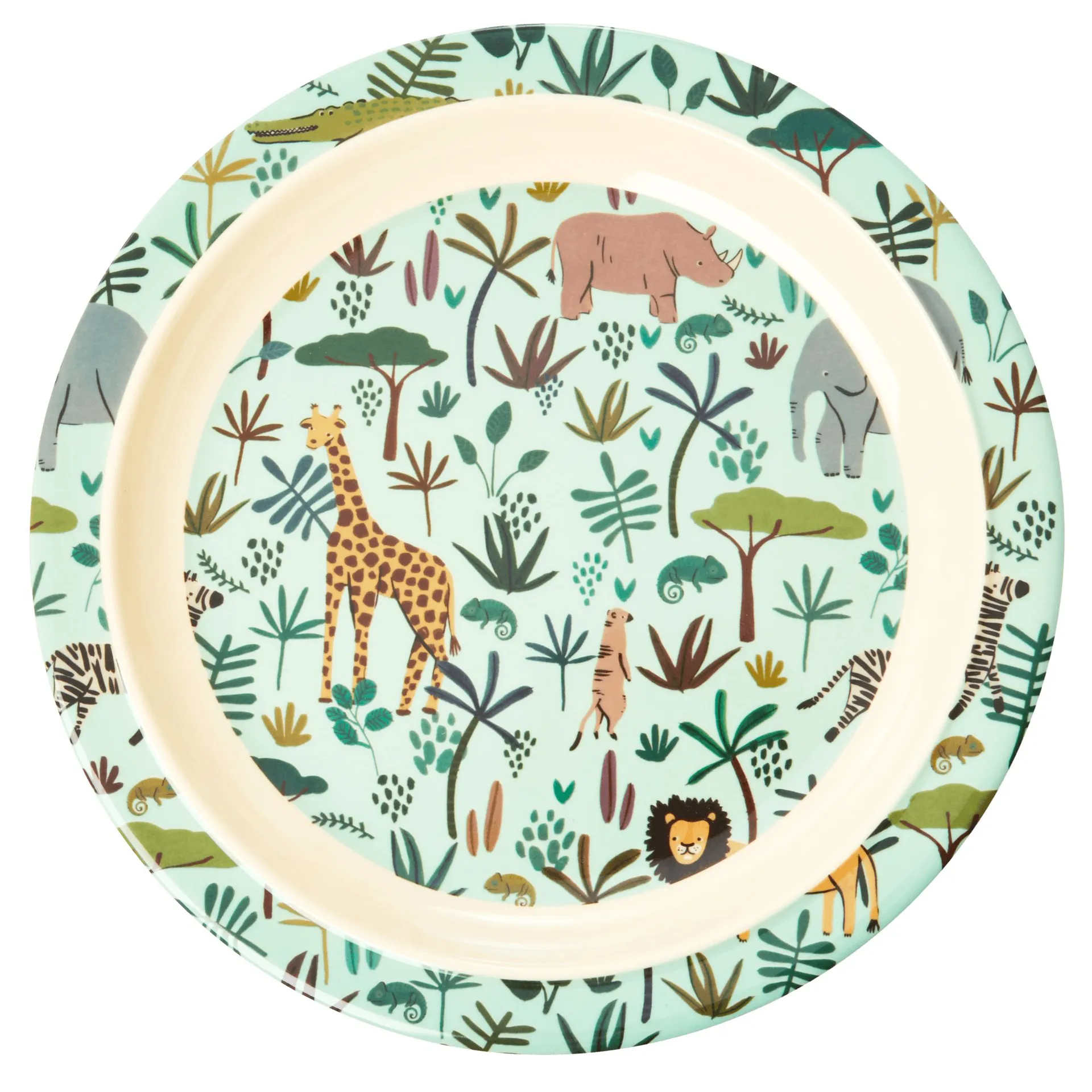Rice barnetallerken Jungle animals, Green-multi RICE