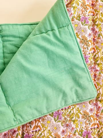 Rice bomullspledd blomstrete 140 x 200 cm - Multi-green - RICE