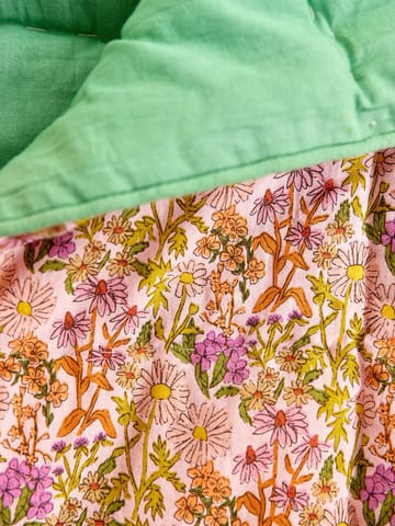 Rice bomullspledd blomstrete 140 x 200 cm - Multi-green - RICE