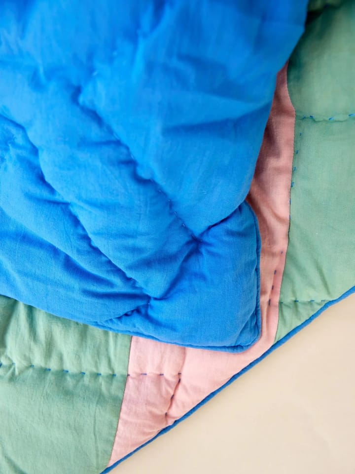 Rice bomullspledd stripete 140 x 200 cm, Pink-green-blue RICE