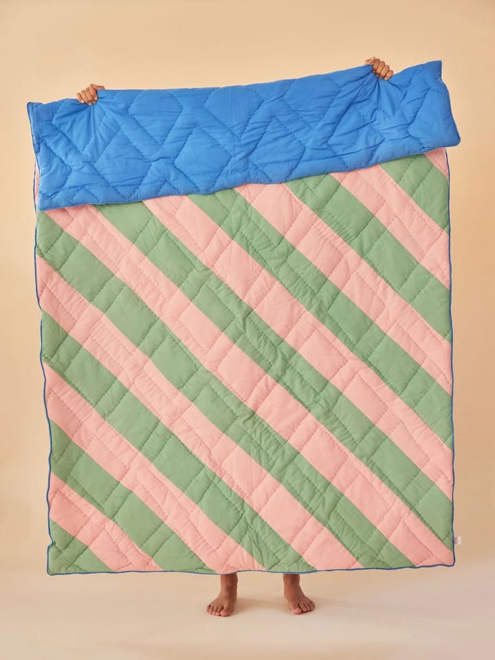 Rice bomullspledd stripete 140 x 200 cm, Pink-green-blue RICE