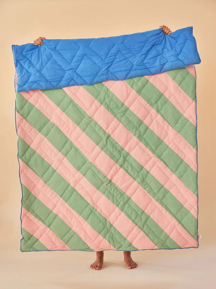 Rice bomullspledd stripete 140 x 200 cm - Pink-green-blue - RICE