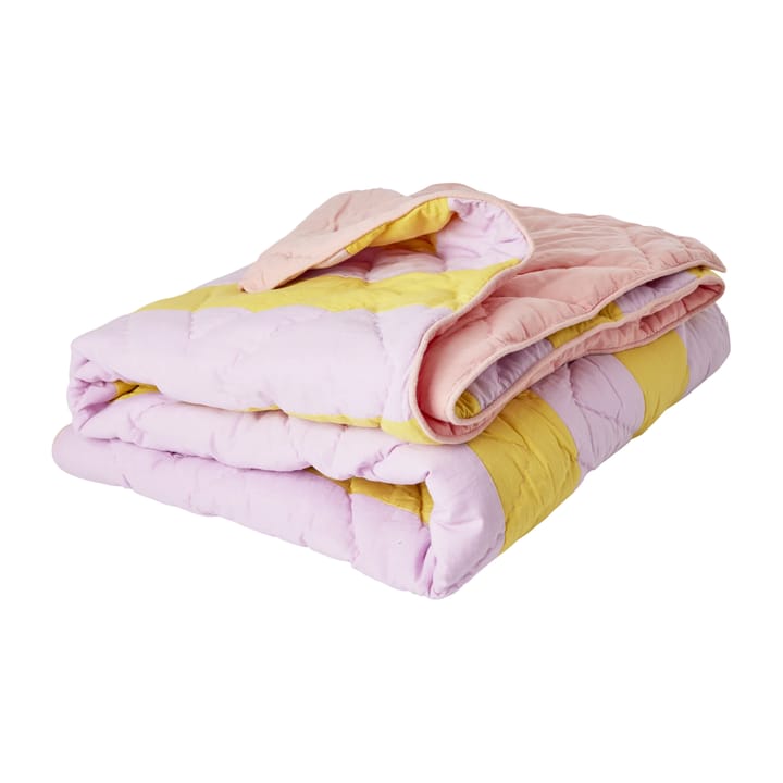 Rice bomullspledd stripete 140 x 200 cm - Yellow-lavender-pink - RICE