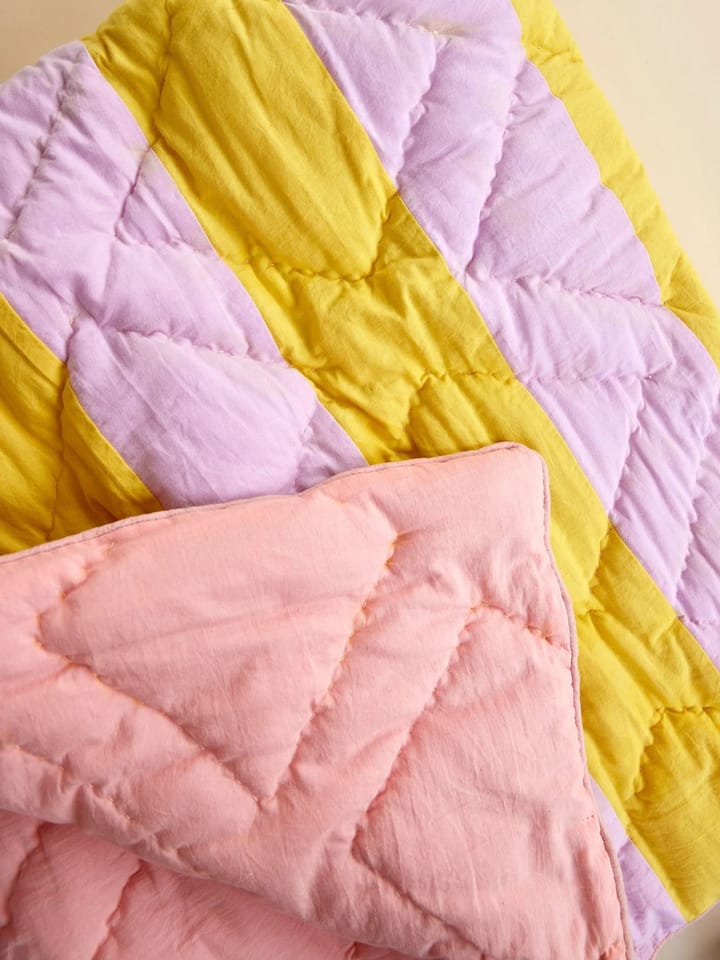 Rice bomullspledd stripete 140 x 200 cm - Yellow-lavender-pink - RICE