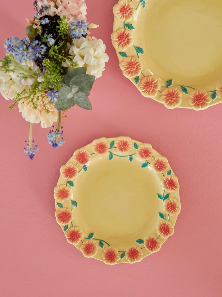 Rice Embossed Flower asjett Ø 20 cm - Creme - RICE