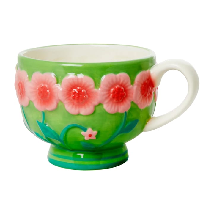 Rice Embossed Flower keramikkopp 30 cl, Sage green RICE