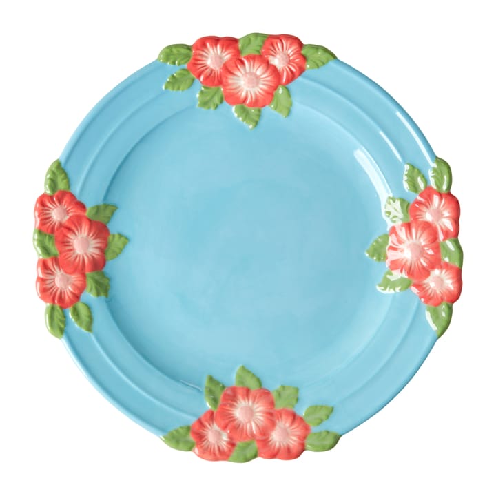 Rice Embossed Flower keramikktallerken Ø 25,5 cm - Mint - RICE