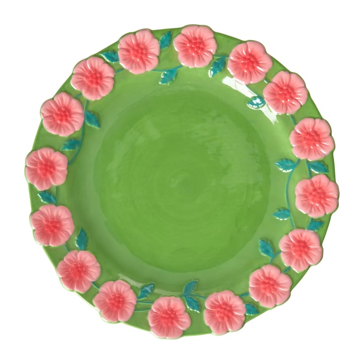 Rice Embossed Flower keramikktallerken Ø 25,5 cm - Sage green - RICE