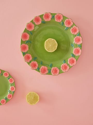 Rice Embossed Flower keramikktallerken Ø 25,5 cm - Sage green - RICE