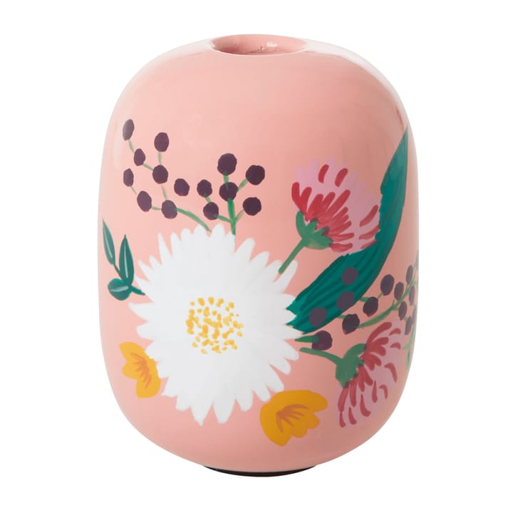 Rice lysestake Ø 8,5 cm - Apricot-handpainted flowers - RICE