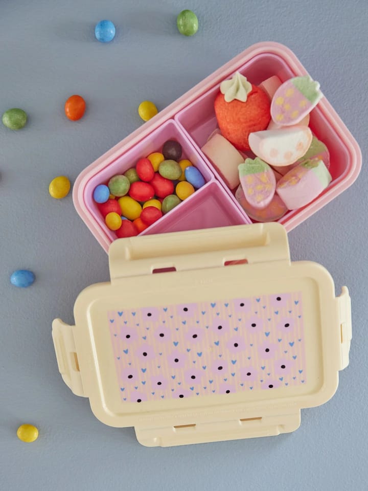 Rice matboks med 3 rom, Flowers-pink RICE