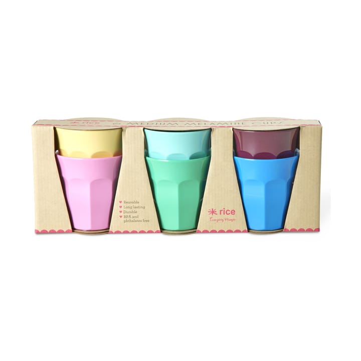 Rice melaminkopp medium 6-pk - Show youre true colors - RICE